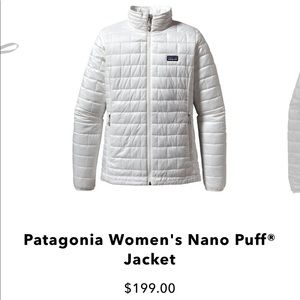 Patagonia women’s nano puff jacket white